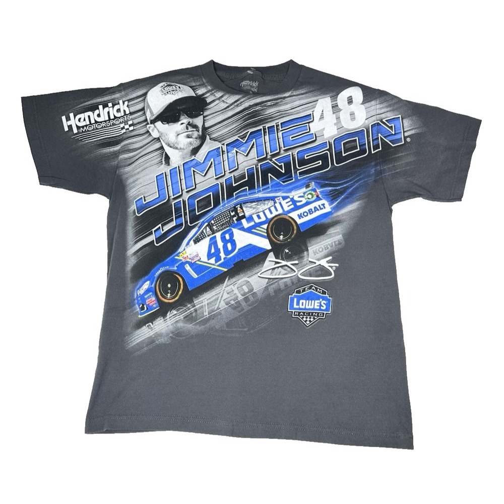 Jimmie Johnson 48 NASCAR T-Shirt M Gray Lowe's Team Racing Hendrick MotoSports